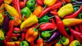 Macro close-up photo of chilli peppers, vibrant colors