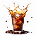 Generated image Iced coffee splash isolated on white background Royalty Free Stock Photo