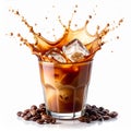 Generated image Iced coffee splash isolated on white background Royalty Free Stock Photo