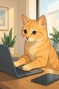 Generated image. Illustration of a tabby ginger cat. Royalty Free Stock Photo