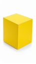 Isolated bright yellow cube on white background geometric shape and object Royalty Free Stock Photo