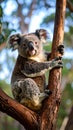 Koala Bear Perched in Tree Looking at Camera Australian Wildlife Portrait Royalty Free Stock Photo