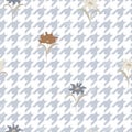 Light blue seamless abstract geometric houndstooth floral rustic pattern Royalty Free Stock Photo