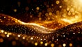 Luxury abstract background in black and gold color. Golden sparkles, like small sparkling lights, burn and glow, scattered Royalty Free Stock Photo