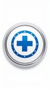 Medical Cross Symbol on a Round Button Isolated on White Background Royalty Free Stock Photo