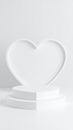 Minimalist White Heart Shaped Podium Stage Scene with Two Levels Royalty Free Stock Photo
