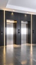 Modern Elevator Doors in a Contemporary Building Lobby with Metallic Accents Royalty Free Stock Photo