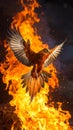 Mythical phoenix bird rising from a blazing inferno with wings spread Royalty Free Stock Photo