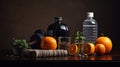 Fitness Still Life Fruits Water Bottle Royalty Free Stock Photo