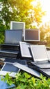 Obsolete Technology Recycling Electronic Waste Laptops Monitors Keyboards Royalty Free Stock Photo
