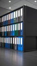 Office Filing System with Rows of Colorful Lever Arch Files for Organization Royalty Free Stock Photo