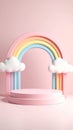Pastel Rainbow Arch Cloud Product Display Stage Royalty Free Stock Photo