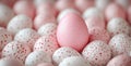 Pink Egg Among White Eggs Concept Uniqueness. 3D rendering, glossy egg standing out among Royalty Free Stock Photo