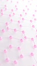 Pink spheres connected by lines forming an abstract hexagonal network structure on a white background Royalty Free Stock Photo