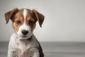 Portrait of a small puppy looking at the camera. Close-up. A small, cute baby dog. Copy space