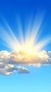 Radiant Sunlight Bursting Through Fluffy Clouds in a Blue Sky Royalty Free Stock Photo