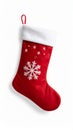 Red Christmas stocking with snowflake design and white trim on white background Royalty Free Stock Photo