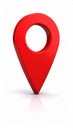 Red location marker pin icon isolated on white background, 3D render. Royalty Free Stock Photo