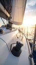 Sailing Adventure on the Open Sea at Sunset Sailboat Water Royalty Free Stock Photo