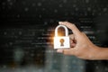 Securing digital data A padlock symbolizing robust cybersecurity measures