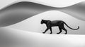 Sleek black panther walking across a smooth, minimalist curved surface in a modern art composition. Concept of elegance Royalty Free Stock Photo