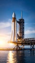 Space Shuttle on Launch Pad Ready for Liftoff Against Dramatic Sunset Sky Royalty Free Stock Photo
