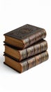 Stack of antique leather-bound books isolated on white background, vintage literature Royalty Free Stock Photo