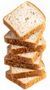 Stack of Seeded Whole Wheat Bread Slices Isolated on White Background Royalty Free Stock Photo