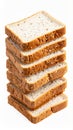 Stack of Whole Wheat Bread Slices Isolated on White Background for Food Concepts Royalty Free Stock Photo