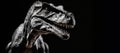 T-rex dinosaur. Black and white photorealistic studio portrait of a Tyrannosaurus Rex on black background