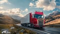 truck container logistic on road generative ai Royalty Free Stock Photo