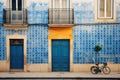 Old tiles and doors of Portugal, detail of a classic ceramic tiles azulejos Royalty Free Stock Photo