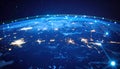 Glowing 3D Globe with Interconnected Light Beams Global Networks and International Business Concept Royalty Free Stock Photo