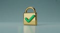 Verified Security Padlock Icon with Green Checkmark Royalty Free Stock Photo