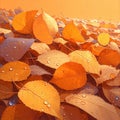 A photo of a dense cluster of scattered fallen foliage leaves. Generated image Royalty Free Stock Photo