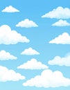 bright blue sky filled with fluffy white clouds, creating a serene and cheerful atmosphere. Royalty Free Stock Photo