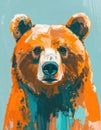 illustration of a bear, showcasing bold brush strokes and vibrant hues, emphasizing its expressive features and majestic presence. Royalty Free Stock Photo
