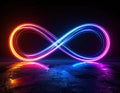 infinity symbol made of colorful light trails against a dark background, creating a dynamic and modern visual effect. Royalty Free Stock Photo
