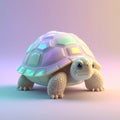 Highly detailed 3D render of a small turtle with translucent shell panels in soft studio lighting Generated image Royalty Free Stock Photo