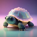 Highly detailed 3D render of a small turtle with translucent shell panels in soft studio lighting Generated image Royalty Free Stock Photo