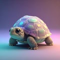 Highly detailed 3D render of a small turtle with translucent shell panels in soft studio lighting Generated image Royalty Free Stock Photo
