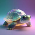 Highly detailed 3D render of a small turtle with translucent shell panels in soft studio lighting Generated image Royalty Free Stock Photo