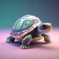 Highly detailed 3D render of a small turtle with translucent shell panels in soft studio lighting Generated image Royalty Free Stock Photo