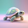 Highly detailed 3D render of a small turtle with translucent shell panels in soft studio lighting Generated image Royalty Free Stock Photo