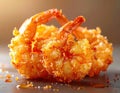 a Crispy golden shrimp garnished with spices, showcasing a delicious seafood dish that is visually appealing and tempting. Royalty Free Stock Photo