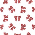 Vector coquette bow pattern. Red seamless elegant ribbon pattern. Vector preppy pattern Royalty Free Stock Photo