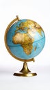 Vintage Globe Isolated on White with Gold Stand Exploration Travel Education Royalty Free Stock Photo