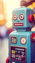 Vintage Toy Robot with Square Head and Red Accents Royalty Free Stock Photo