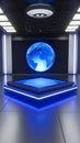 Virtual Studio Set with Globe Backdrop and Illuminated Stage Royalty Free Stock Photo