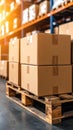 Warehouse Interior Cardboard Boxes on Pallet Logistics and Storage Royalty Free Stock Photo